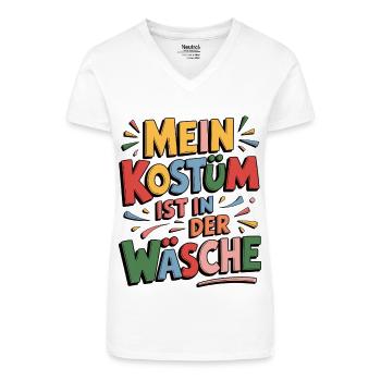 Notfallkostüm - Mein Kostüm ist in der Wäsche - Bio Frauen T-Shirt mit V-Ausschnitt - Weiß - Vorne