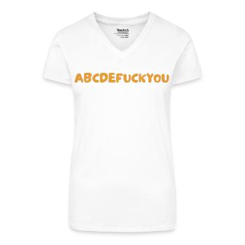 ABC-Alphabet-Aussage Fuck You Humor - Bio Frauen T-Shirt mit V-Ausschnitt - Weiß - Vorne