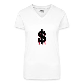 dollar - Organic Women's V-Neck T-Shirt - white - Front