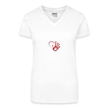 Hand aufs Herz - Bio Frauen T-Shirt mit V-Ausschnitt - Weiß - Vorne
