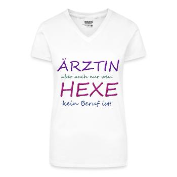 Ärztin Queen - Bio Frauen T-Shirt mit V-Ausschnitt - Weiß - Vorne