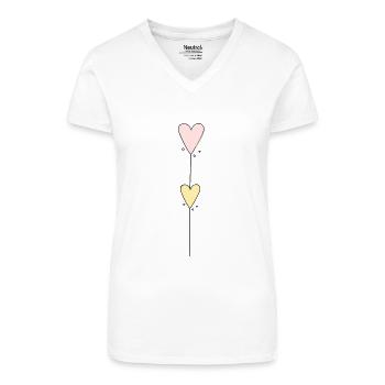 Herz Linie Vertikal - Bio Frauen T-Shirt mit V-Ausschnitt - Weiß - Vorne