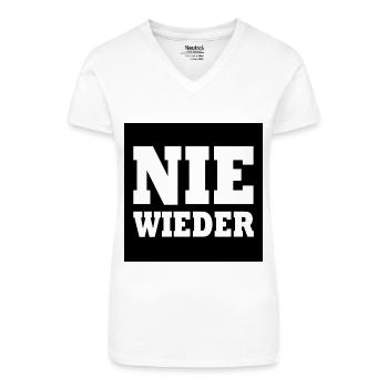 Nie wieder - Bio Frauen T-Shirt mit V-Ausschnitt - Weiß - Vorne