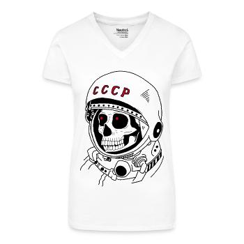 Schädel eines sowjetischen Astronauten - Bio Frauen T-Shirt mit V-Ausschnitt - Weiß - Vorne