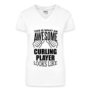 Curling - Bio Frauen T-Shirt mit V-Ausschnitt - Weiß - Vorne