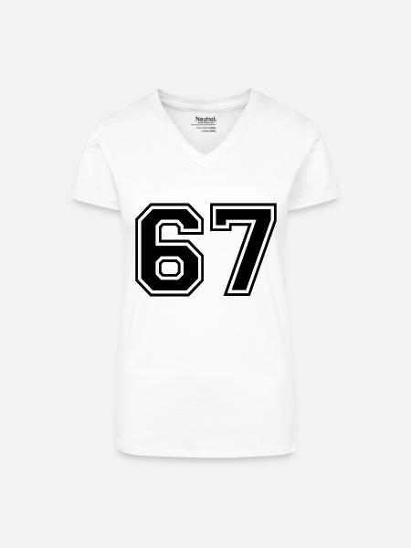 67 - Bio Frauen T-Shirt mit V-Ausschnitt - Weiß