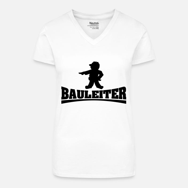 bauleiter4_mit_chefchen - Bio Frauen T-Shirt mit V-Ausschnitt - Weiß