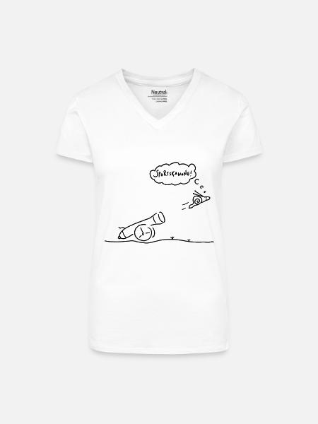 sportskanone - Bio Frauen T-Shirt mit V-Ausschnitt - Weiß