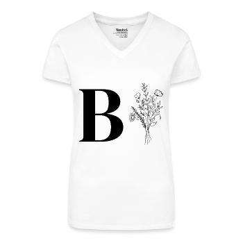 Minimalistische Blumen - Bio Frauen T-Shirt mit V-Ausschnitt - Weiß - Vorne