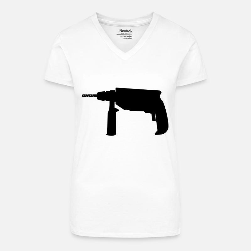 bohrer - Bio Frauen T-Shirt mit V-Ausschnitt - Weiß