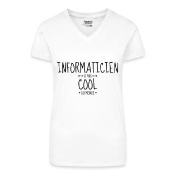informatique / informaticien / ordinateur / geek - T-shirt bio col V Femme - blanc - Devant