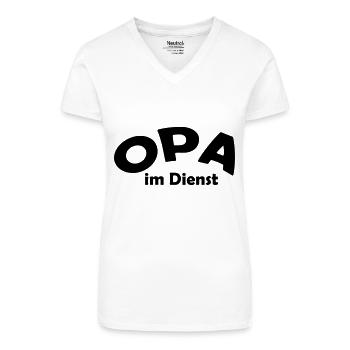 opa im dienst - Bio Frauen T-Shirt mit V-Ausschnitt - Weiß - Vorne