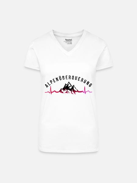 Alpenüberquerung E5 - Bio Frauen T-Shirt mit V-Ausschnitt - Weiß