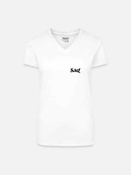 SAD schwarz - Bio Frauen T-Shirt mit V-Ausschnitt - Weiß