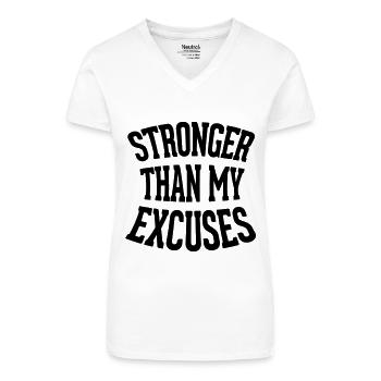 Strong - Organic Women's V-Neck T-Shirt - white - Front