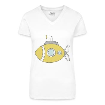 sous-marin - T-shirt bio col V Femme - blanc - Devant