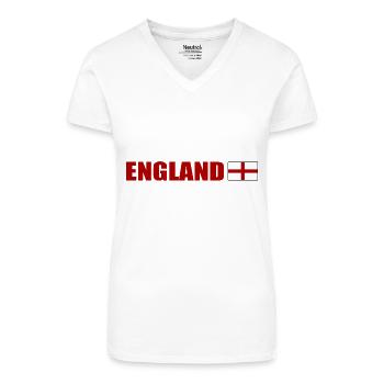 angleterre - T-shirt bio col V Femme - blanc - Devant