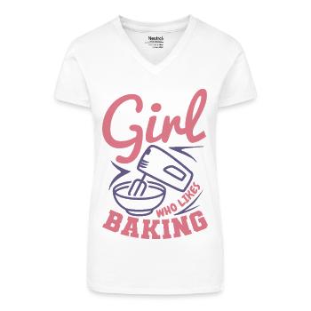 Bäckerin - Bio Frauen T-Shirt mit V-Ausschnitt - Weiß - Vorne