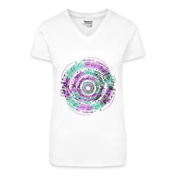 Music Circle Lila Grün - Bio Frauen T-Shirt mit V-Ausschnitt - Weiß - Vorne