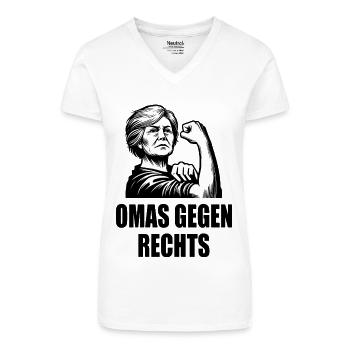 Omas gegen rechts - Bio Frauen T-Shirt mit V-Ausschnitt - Weiß - Vorne