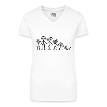 Vater Mutter Kinder - Bio Frauen T-Shirt mit V-Ausschnitt - Weiß - Vorne