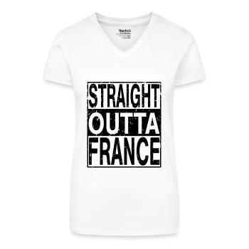 France Tout droit sorti de France - T-shirt bio col V Femme - blanc - Devant