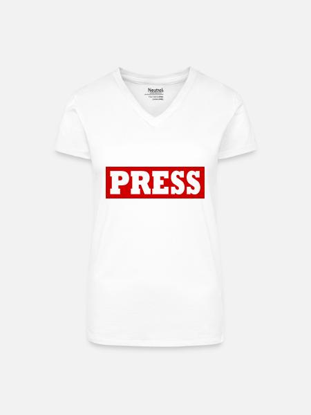 Press - Bio Frauen T-Shirt mit V-Ausschnitt - Weiß