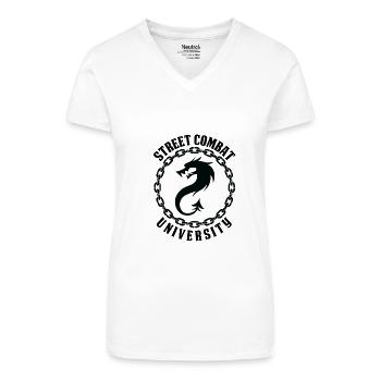 Street Combat University - Organic Women's V-Neck T-Shirt - white - Front