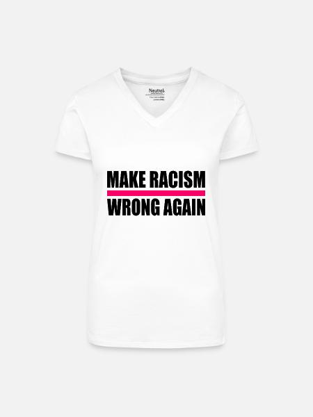 make racism wrong again - Bio Frauen T-Shirt mit V-Ausschnitt - Weiß