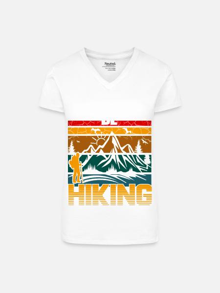 Wandern - Bio Frauen T-Shirt mit V-Ausschnitt - Weiß