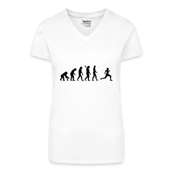 Evolution Laufen Läufer Läuferin Joggen b - Bio Frauen T-Shirt mit V-Ausschnitt - Weiß - Vorne