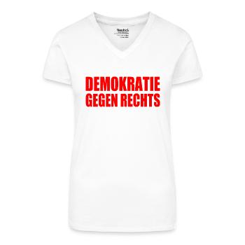 demokratie gegen rechts - Bio Frauen T-Shirt mit V-Ausschnitt - Weiß - Vorne