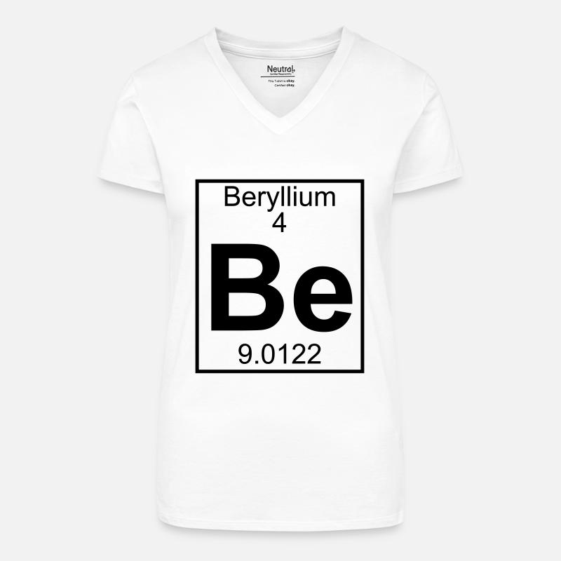 Beryllium (Be) (element 4) - Organic Women's V-Neck T-Shirt - white