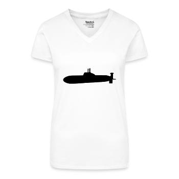 Submarine - Organic Women's V-Neck T-Shirt - white - Front