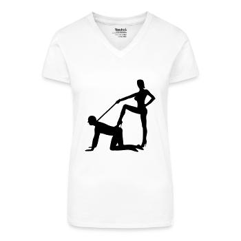Wedding marriage bachelorette party stag hen night - Organic Women's V-Neck T-Shirt - white - Front