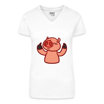 Fuck you pig shirt gift - Organic Women's V-Neck T-Shirt - white - Front