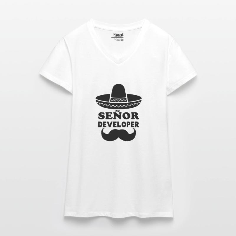 Señor Developer für Programmier & Senior Developer Bio Frauen T-Shirt mit V-Ausschnitt