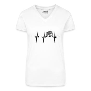 Herzschlag für stolze Elefanten - Bio Frauen T-Shirt mit V-Ausschnitt - Weiß - Vorne