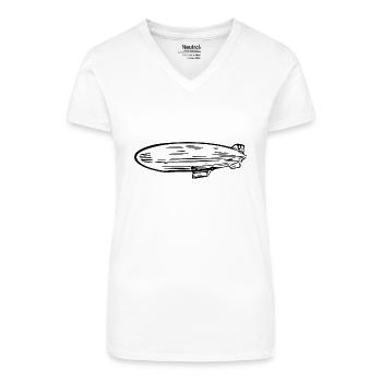 Zeppelin Airship Fan Design - Organic Women's V-Neck T-Shirt - white - Front