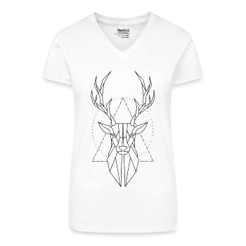 Hirsch - Bio Frauen T-Shirt mit V-Ausschnitt - Weiß - Vorne