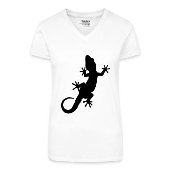 Gecko - Bio Frauen T-Shirt mit V-Ausschnitt - Weiß - Vorne