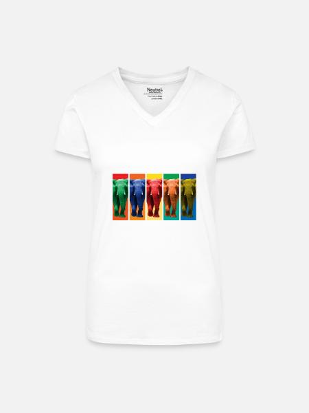 Elefanten - Pop Art - Bio Frauen T-Shirt mit V-Ausschnitt - Weiß