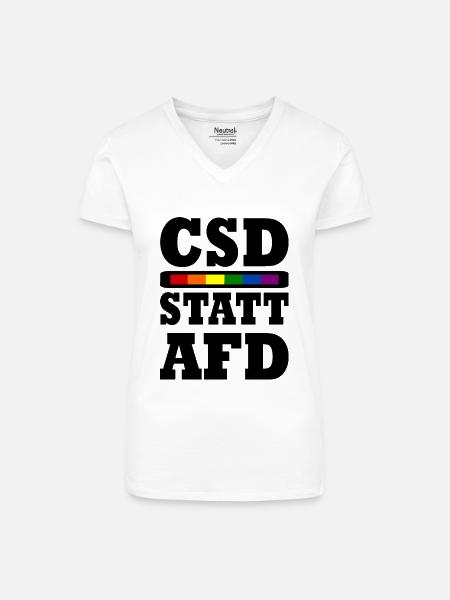 Csd statt afd - Bio Frauen T-Shirt mit V-Ausschnitt - Weiß