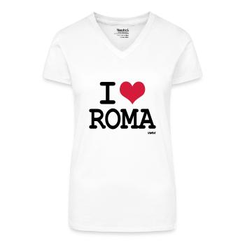 i love roma by wam - Maglietta ecologica da donna con scollo a V - bianco - Fronte