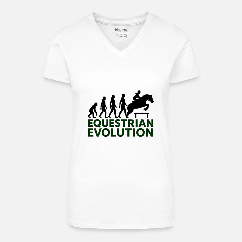 Equestrian Evolution Reiterin Geschenk Cool - Bio Frauen T-Shirt mit V-Ausschnitt - Weiß