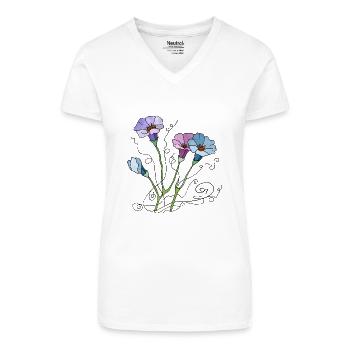 Blumen - Bio Frauen T-Shirt mit V-Ausschnitt - Weiß - Vorne