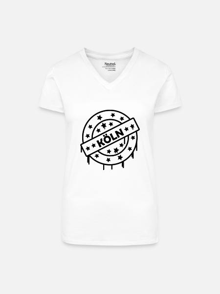 koeln - Bio Frauen T-Shirt mit V-Ausschnitt - Weiß