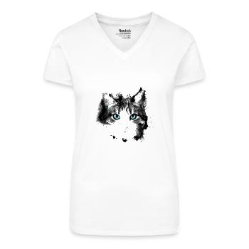 Cat eyes - Organic Women's V-Neck T-Shirt - white - Front