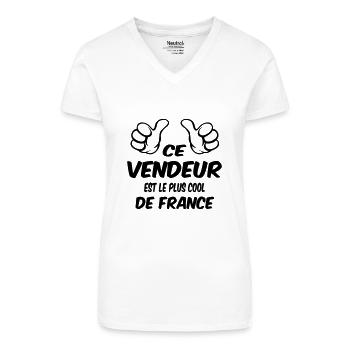 MEILLEUR VENDEUR - T-shirt bio col V Femme - blanc - Devant
