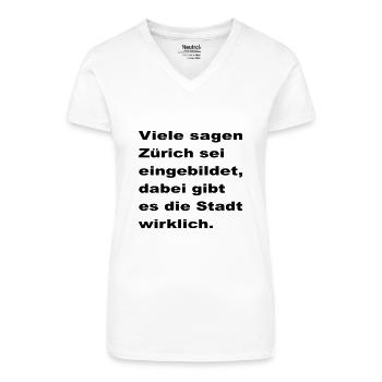 zürich ist einfach züri - Bio Frauen T-Shirt mit V-Ausschnitt - Weiß - Vorne
